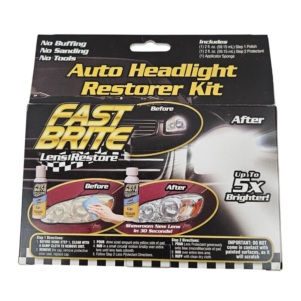 Fast Brite Auto Headlight Restorer Kit Lens Removes Oxidation Polishes Seals - Picture 10 of 12